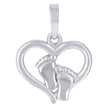 925 Sterling Silver Unisex Baby Foot Heart Charm Pendant
