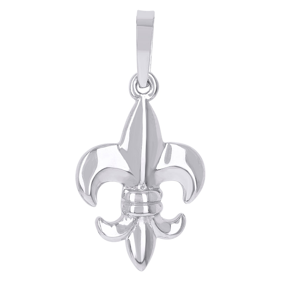 925 Sterling Silver Unisex Fleur De Lis Symbol Religious Charm Pendant