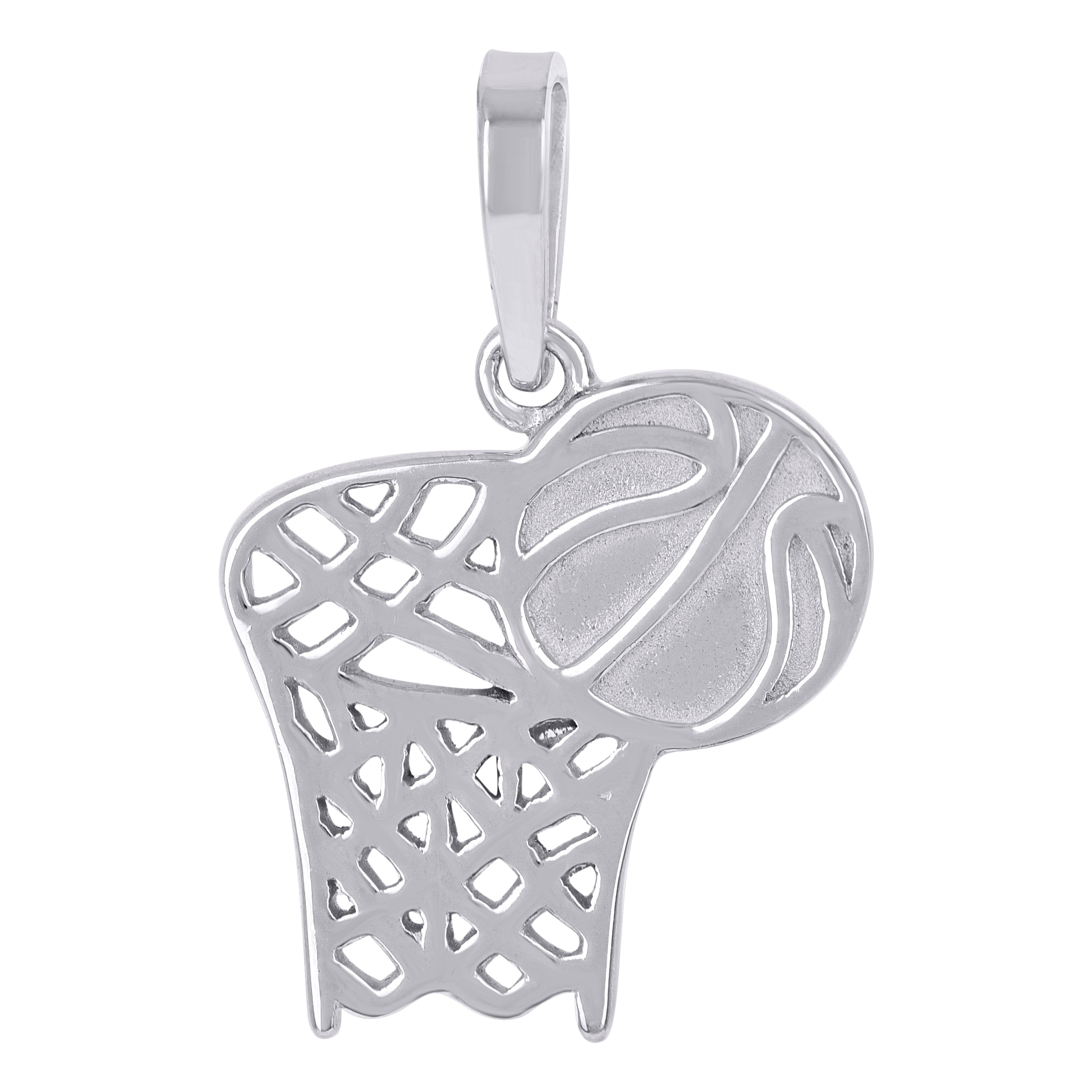 925 Sterling Silver Mens Basket Ball Sports Charm Pendant