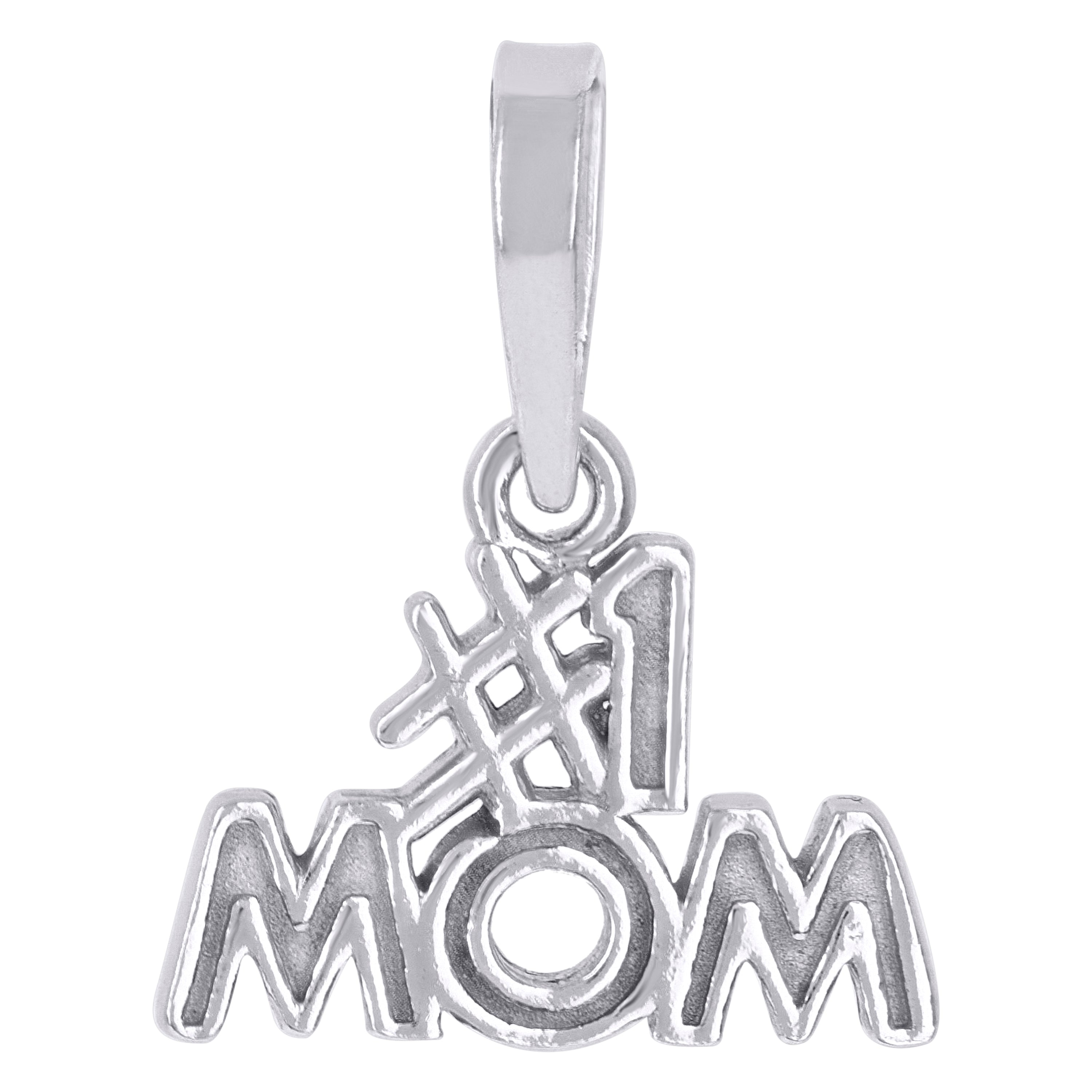 925 Sterling Silver Womens #1 Mom Charm Pendant