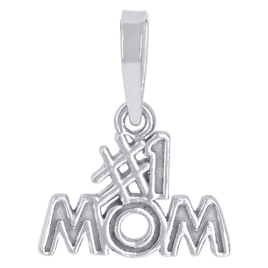 925 Sterling Silver Womens #1 Mom Charm Pendant