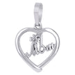 925 Sterling Silver Womens #1 Mom Heart Charm Pendant