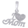 925 Sterling Silver Womens I Love Mom Heart Charm Pendant