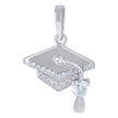 925 Sterling Silver Unisex Heart Cubic-Zirconia Graduation Cap Fashion Charm Pendant