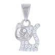 925 Sterling Silver Womens Cubic-Zirconia Cat Animal Wildlife Charm Pendant