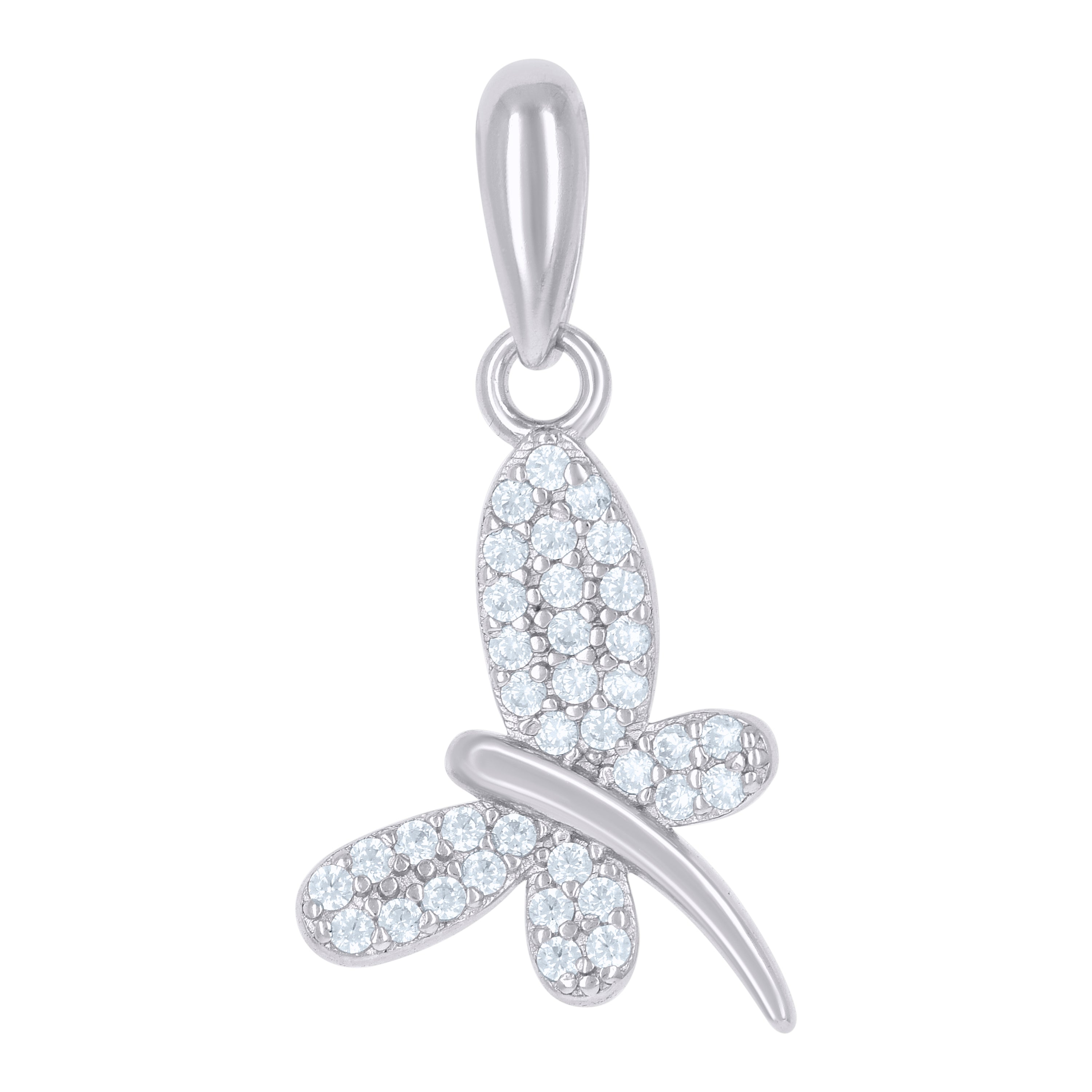 925 Sterling Silver Womens Cubic-Zirconia Butterfly Insect Wildlife Charm Pendant
