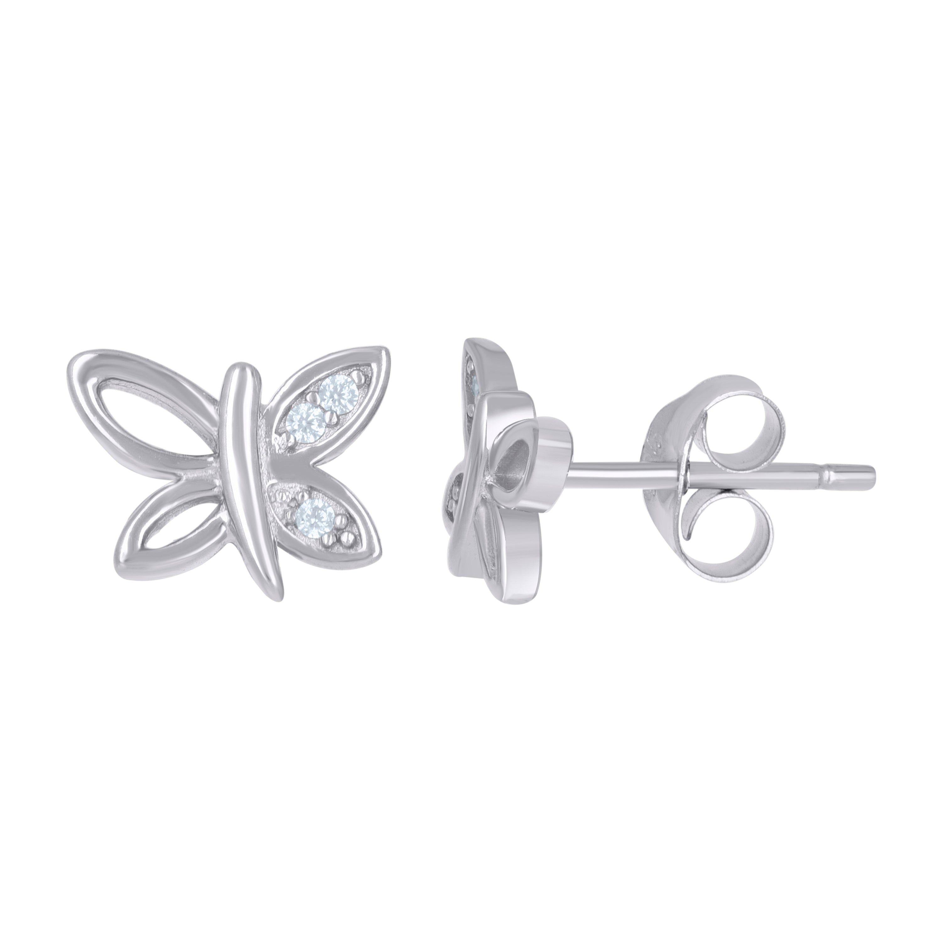 925 Sterling Silver Womens Cubic-Zirconia Butterfly Fashion Earrings 