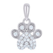 925 Sterling Silver Unisex Cubic-Zirconia Paw Print Heart Charm Pendant