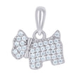 925 Sterling Silver Womens Cubic-Zirconia Dog Animal Wildlife Charm Pendant