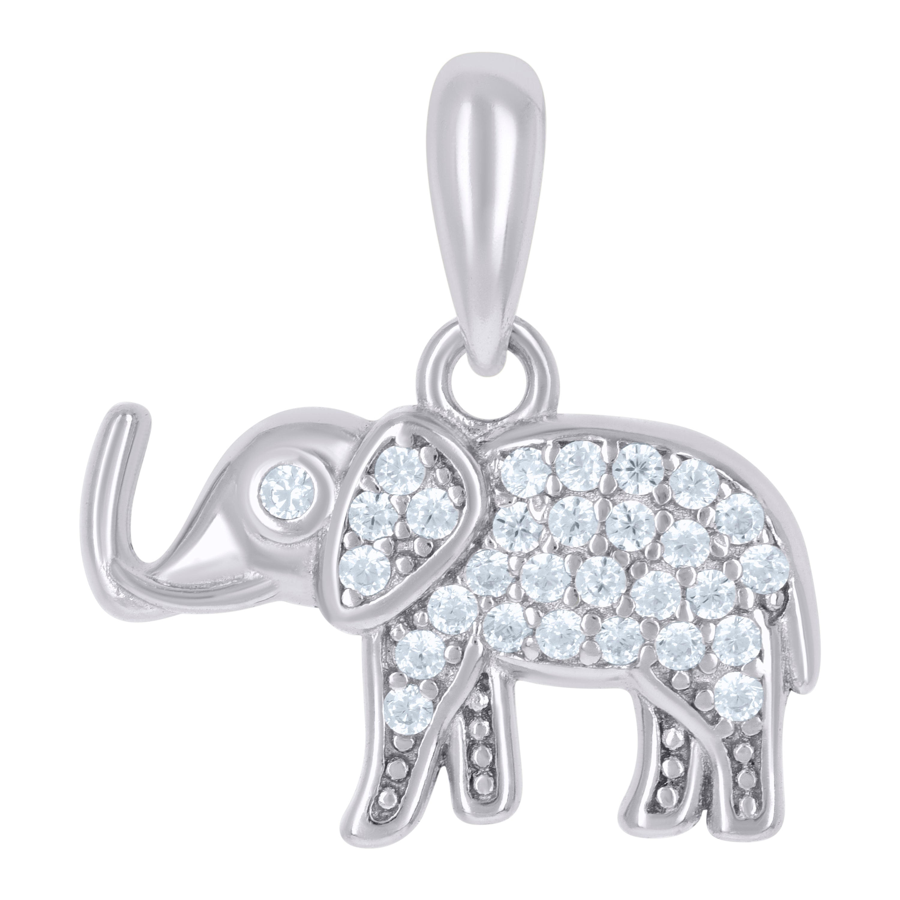925 Sterling Silver Mens Cubic-Zirconia Elephant Animal Wildlife Charm Pendant