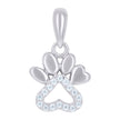 925 Sterling Silver Womens Cubic-Zirconia Paw Print Heart Charm Pendant