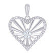925 Sterling Silver Womens Cubic-Zirconia Heart Charm Pendant