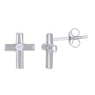 925 Sterling Silver Womens Cubic-Zirconia Cross Religious Stud Earrings 