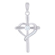 925 Sterling Silver Womens Cubic-Zirconia Heart Cross Religious Charm Pendant