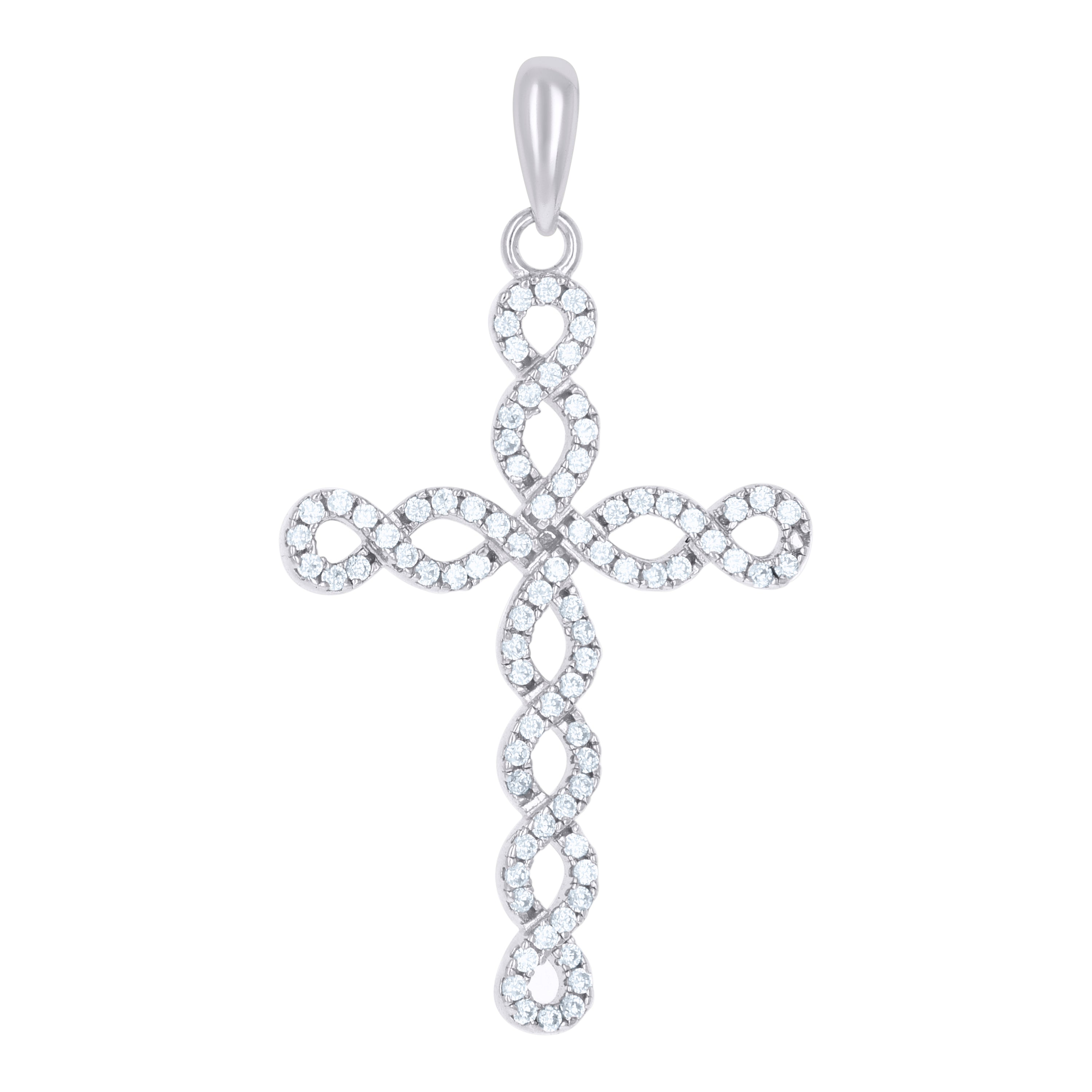 925 Sterling Silver Womens Cubic-Zirconia Cross Religious Charm Pendant