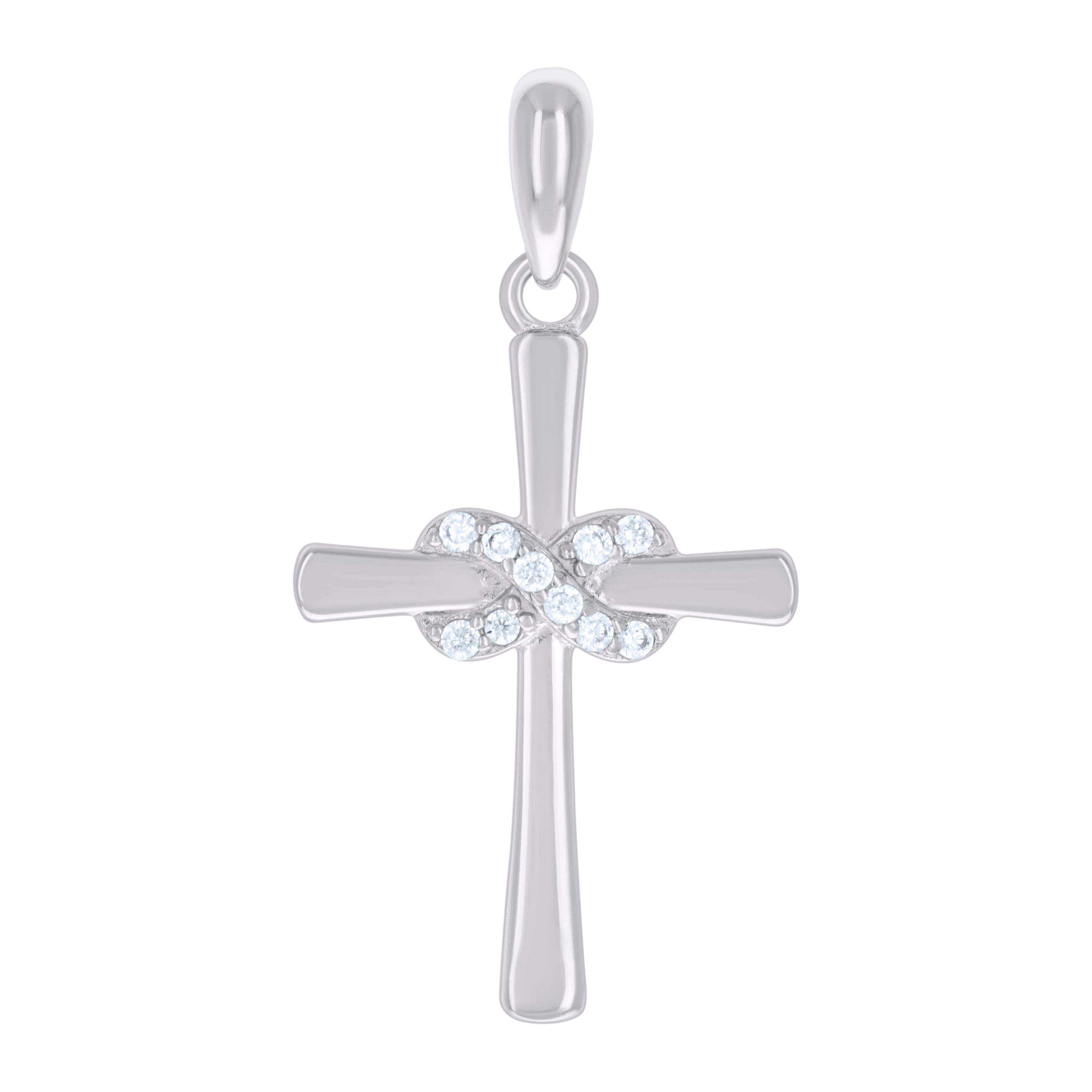925 Sterling Silver Womens Cubic-Zirconia Infinity Cross Religious Charm Pendant