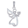 925 Sterling Silver Womens Cubic-Zirconia Angel Holding Heart Religious Charm Pendant