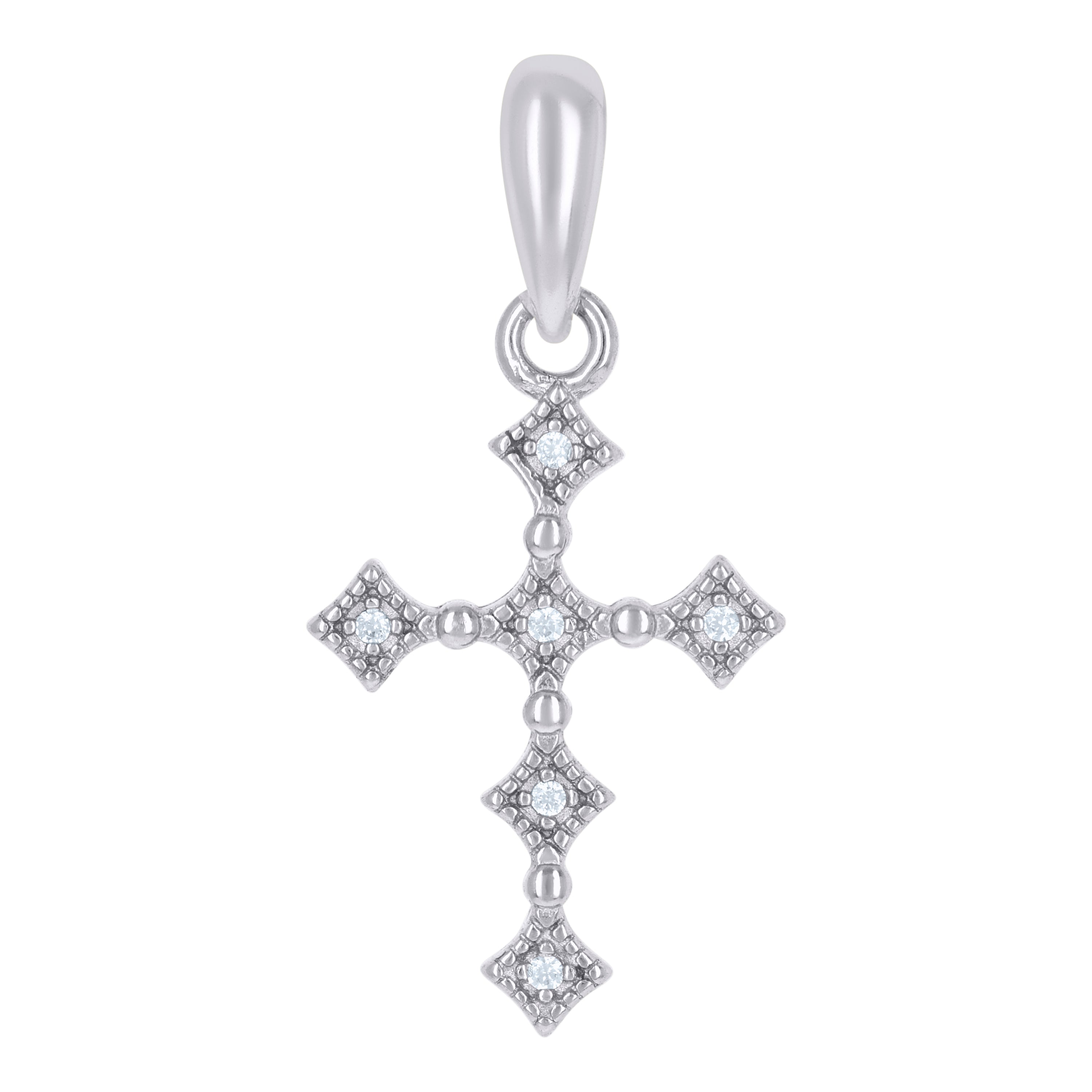 925 Sterling Silver Womens Cubic-Zirconia Cross Religious Charm Pendant