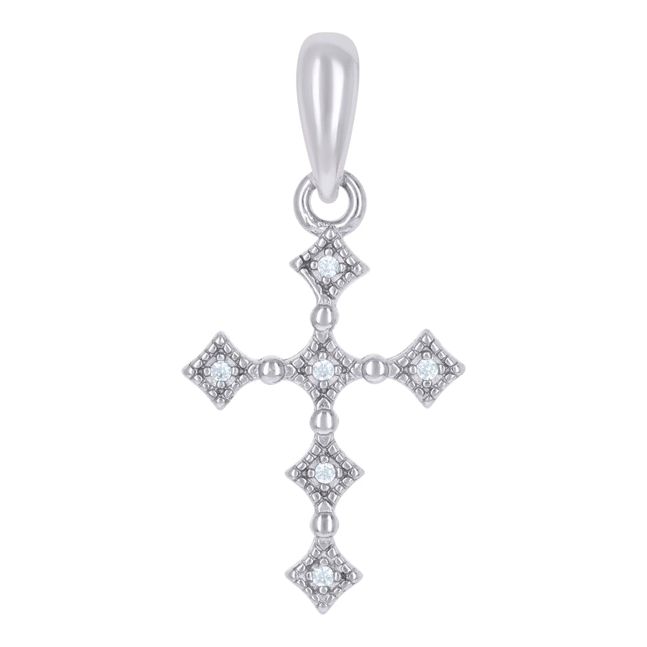 925 Sterling Silver Womens Cubic-Zirconia Cross Religious Charm Pendant