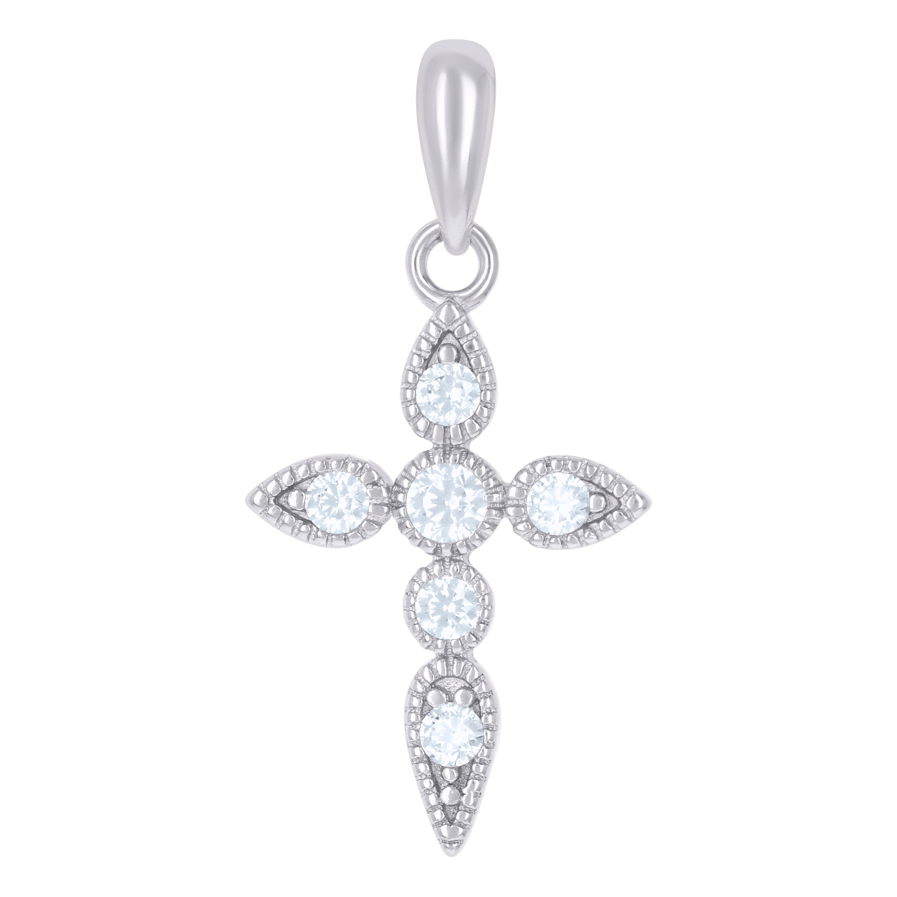 925 Sterling Silver Womens Cubic-Zirconia Cross Religious Charm Pendant