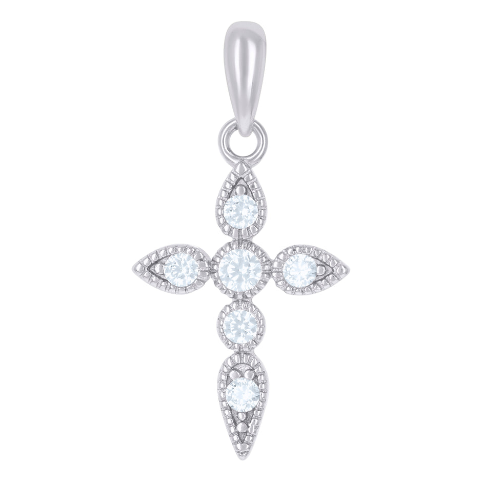 925 Sterling Silver Womens Cubic-Zirconia Cross Religious Charm Pendant