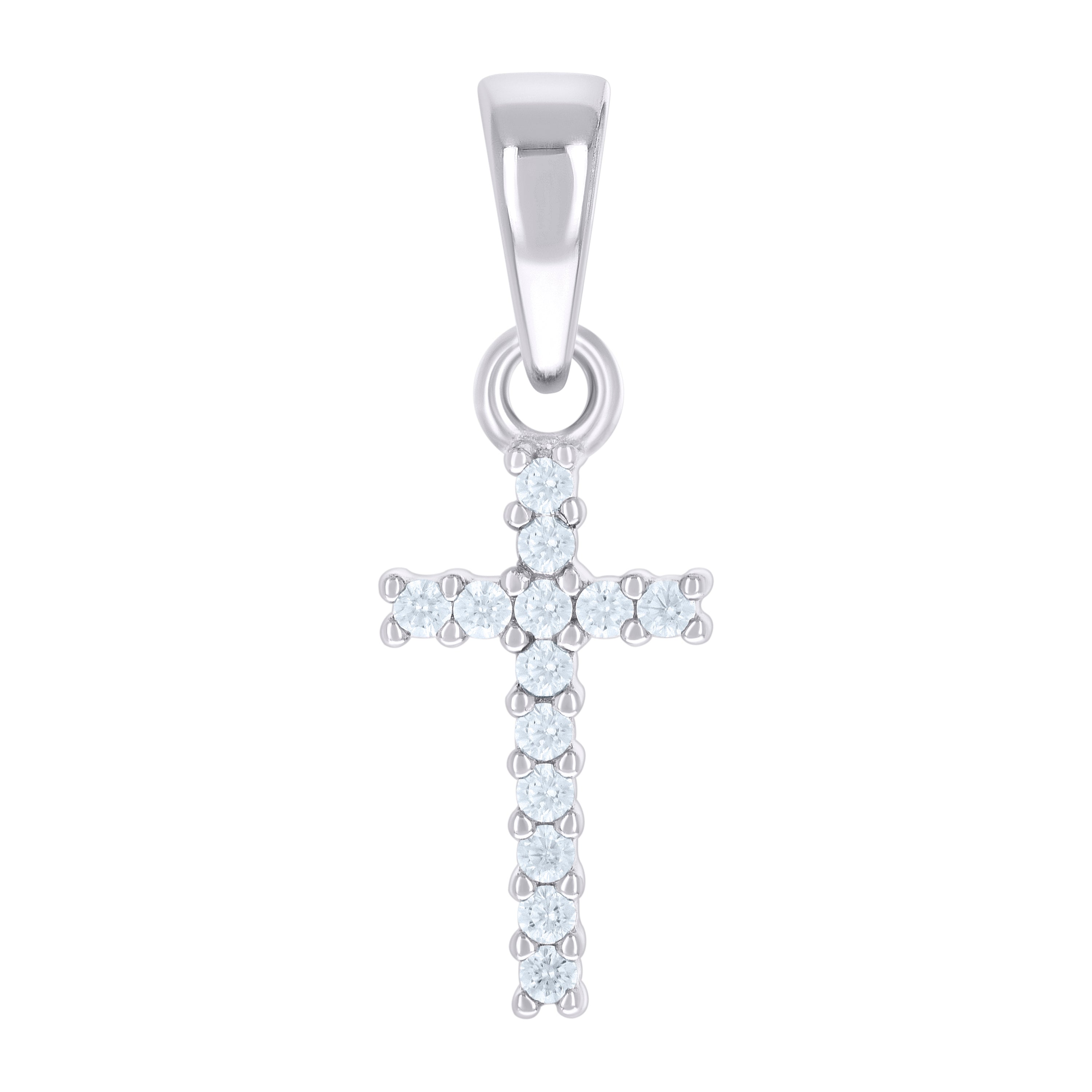 925 Sterling Silver Womens Cubic-Zirconia Cross Religious Charm Pendant