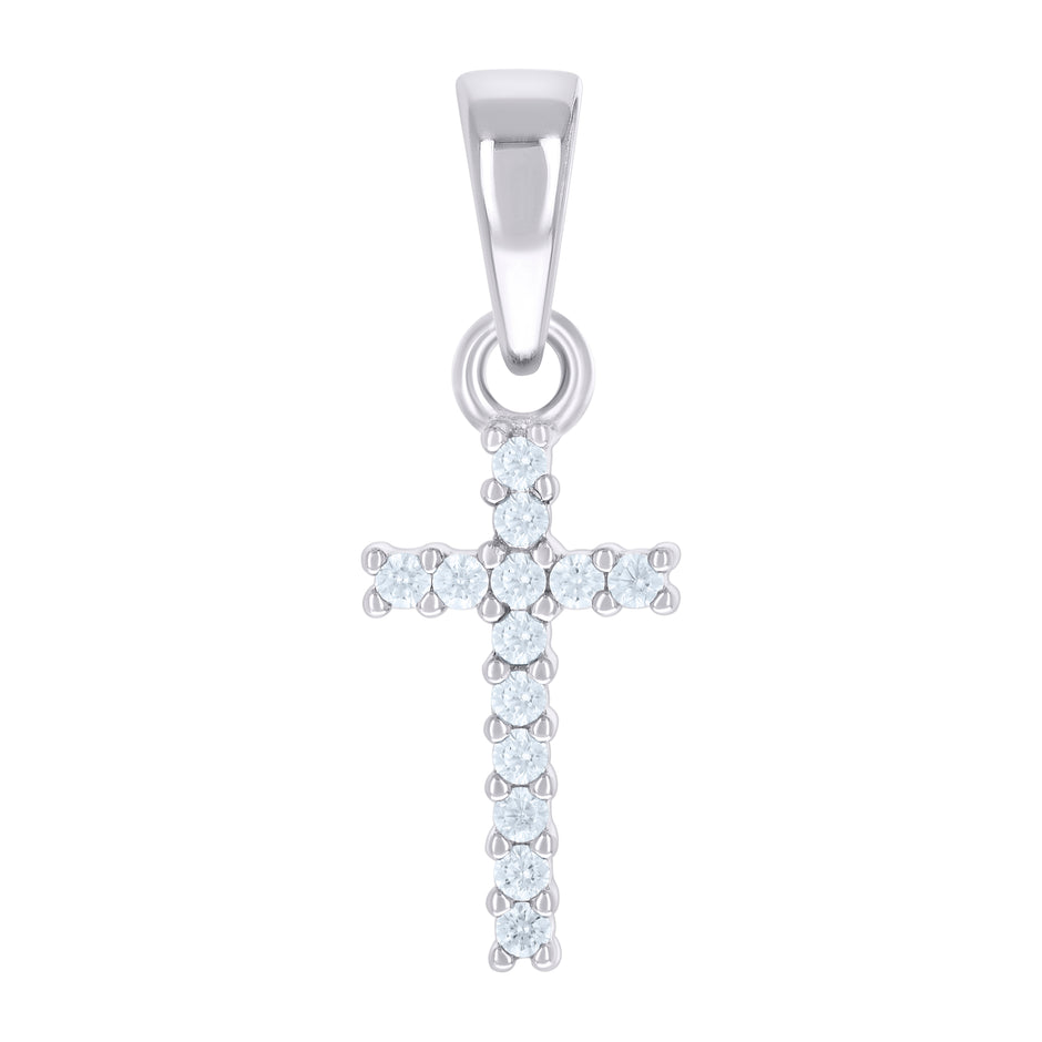 925 Sterling Silver Womens Cubic-Zirconia Cross Religious Charm Pendant