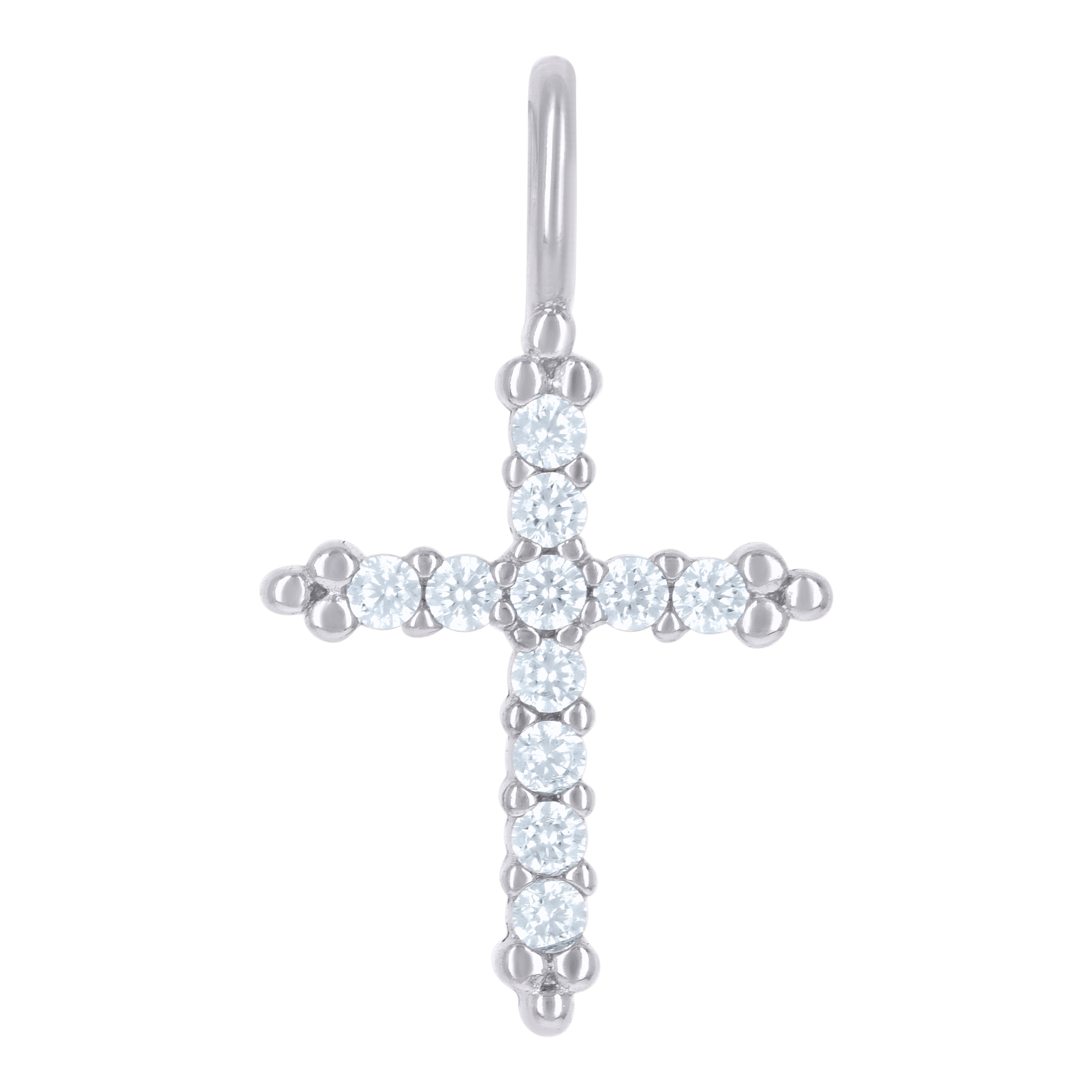 925 Sterling Silver Womens Cubic-Zirconia Cross Religious Charm Pendant