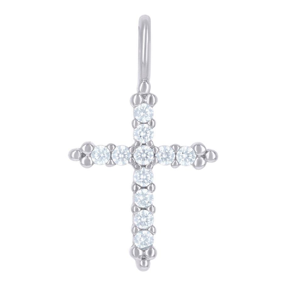 925 Sterling Silver Womens Cubic-Zirconia Cross Religious Charm Pendant