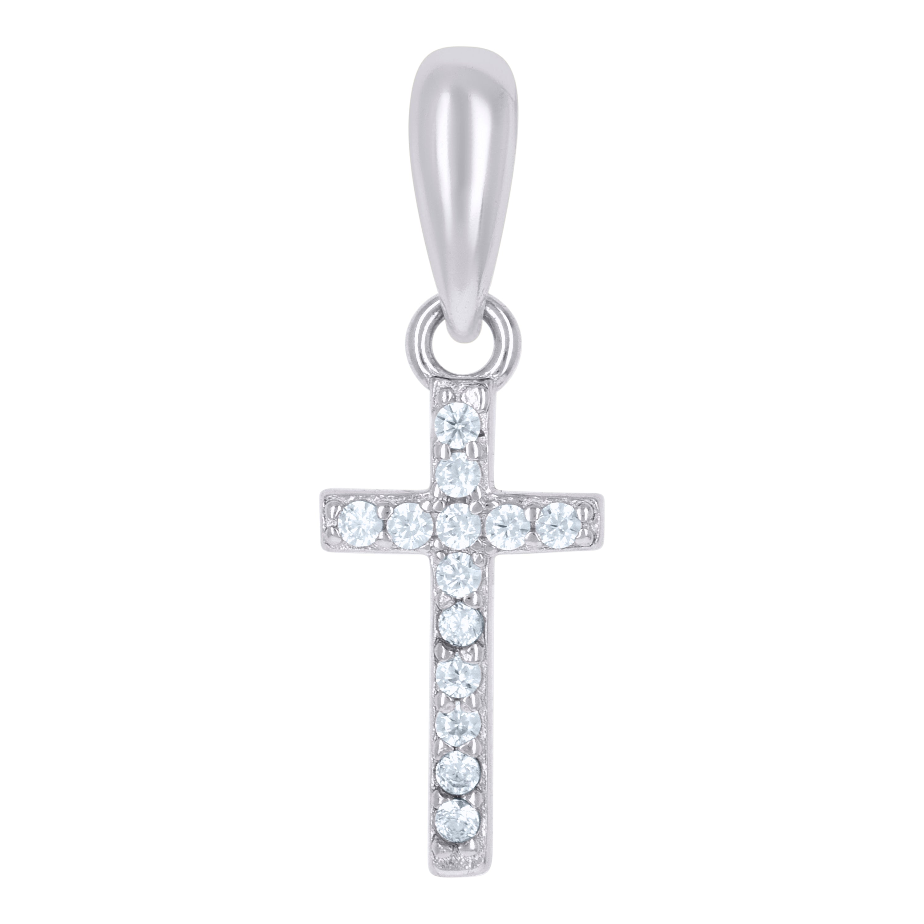 925 Sterling Silver Womens Cubic-Zirconia Cross Religious Charm Pendant