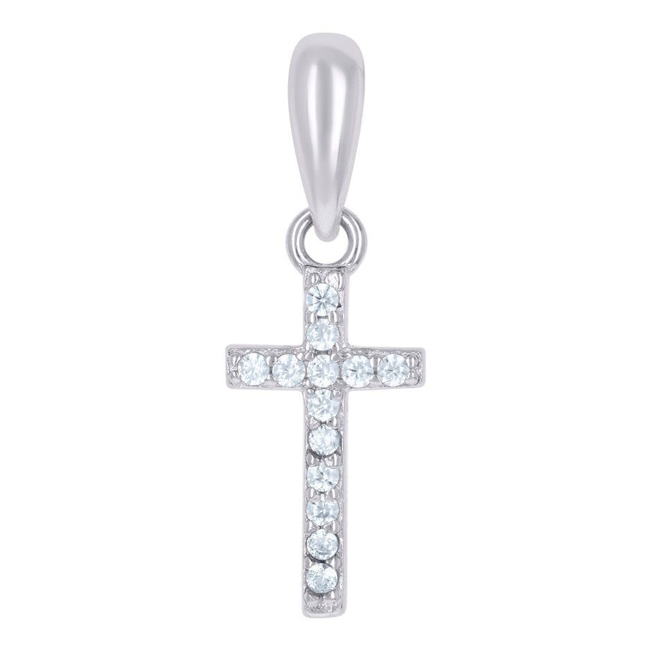 925 Sterling Silver Womens Cubic-Zirconia Cross Religious Charm Pendant