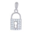925 Sterling Silver Unisex Cubic-Zirconia Lock Charm Pendant