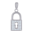 925 Sterling Silver Unisex Cubic-Zirconia Lock Charm Pendant