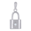 925 Sterling Silver Unisex Cubic-Zirconia Lock Charm Pendant