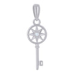 925 Sterling Silver Unisex Cubic-Zirconia Key With Star Key Charm Pendant