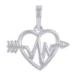 925 Sterling Silver Womens Heartbeat Heart Charm Pendant