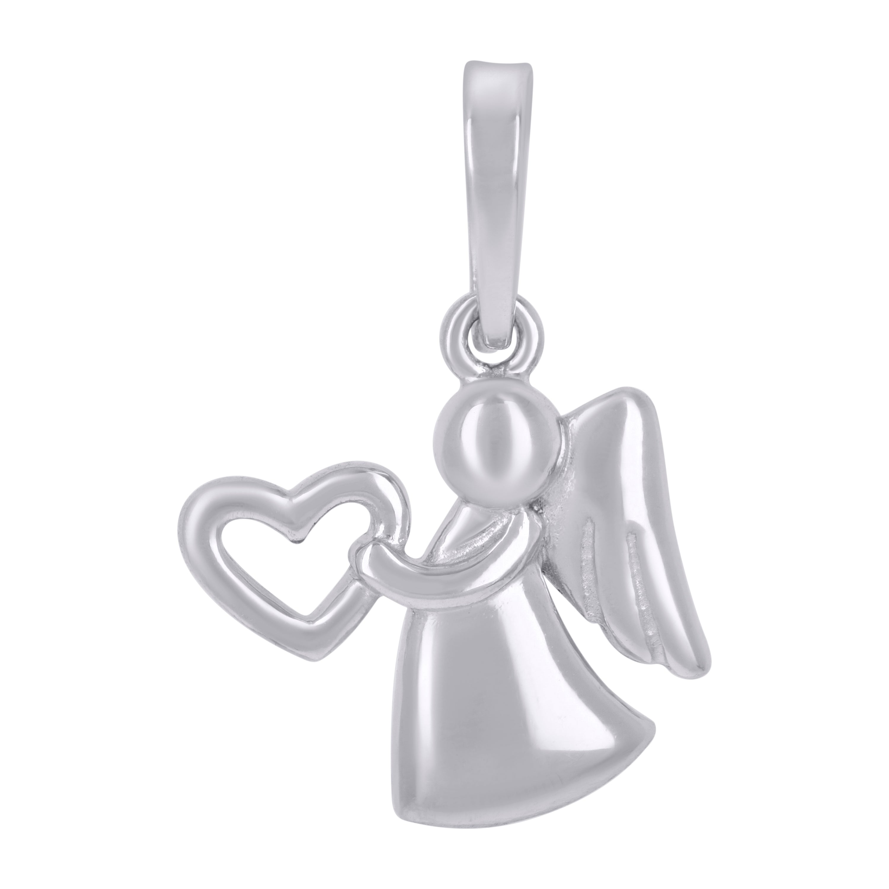 925 Sterling Silver Womens Angel With Heart Angle Charm Pendant