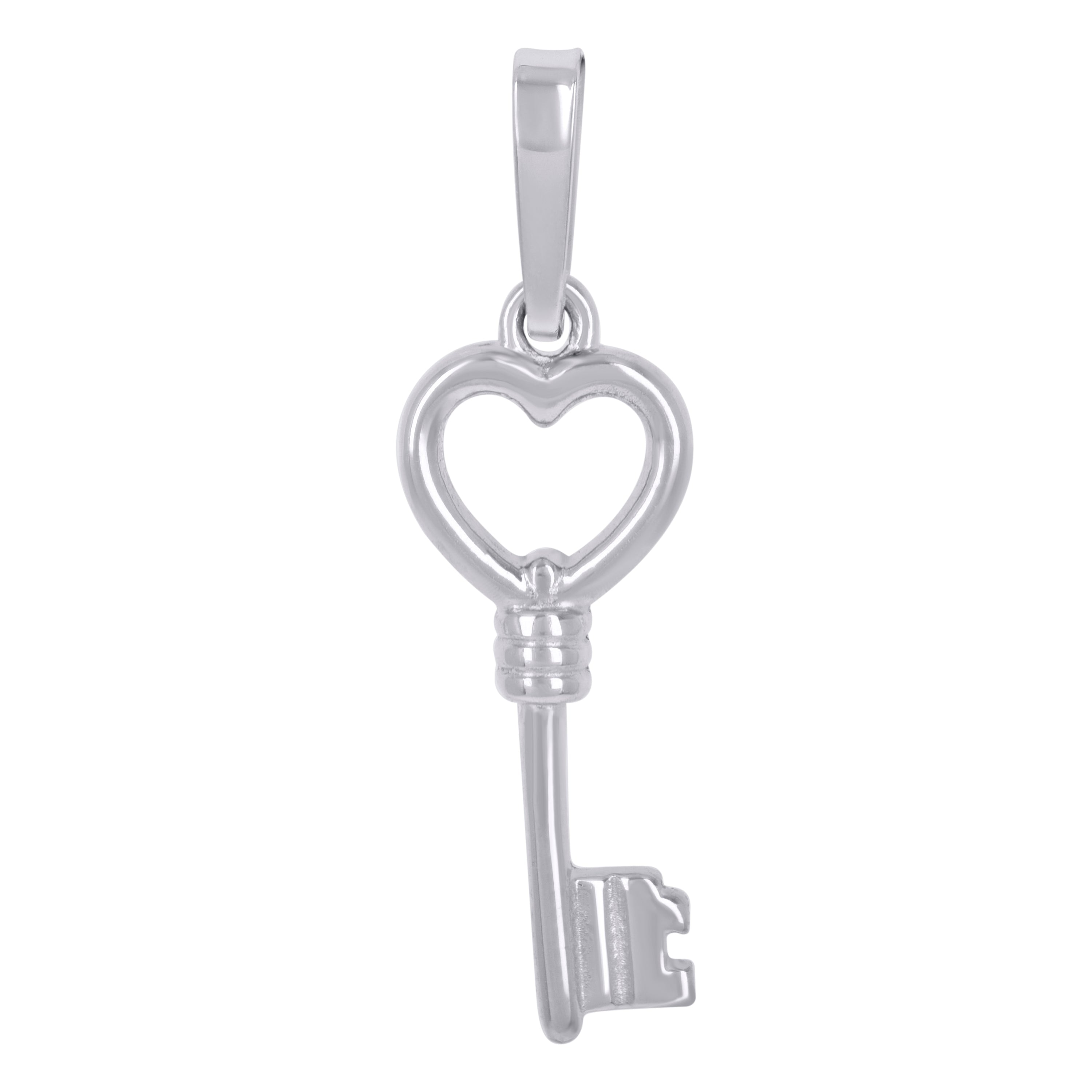 925 Sterling Silver Unisex Heart Key Charm Pendant