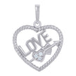 925 Sterling Silver Womens Cubic-Zirconia Love Heart Charm Pendant