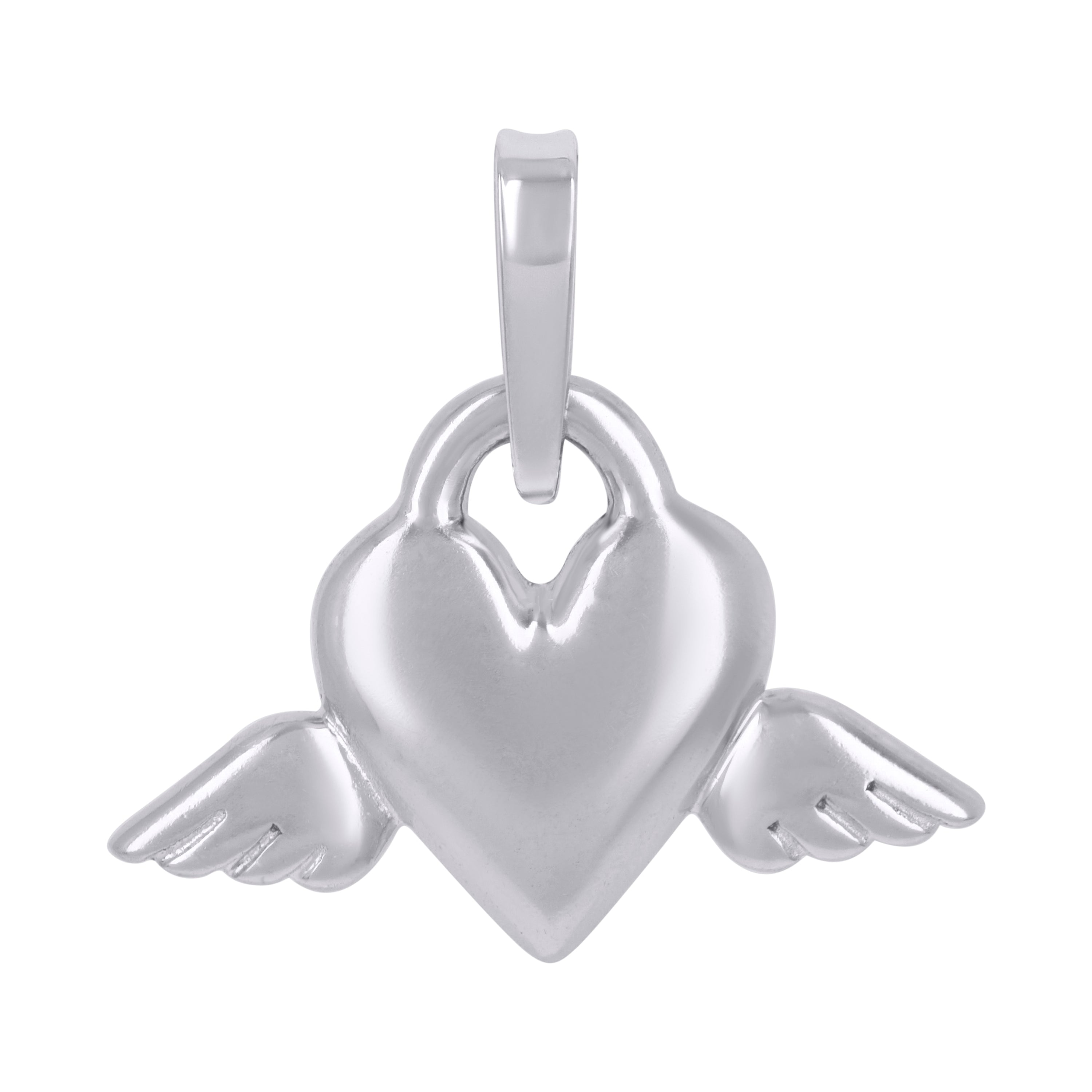 925 Sterling Silver Womens Flying Heart Charm Pendant