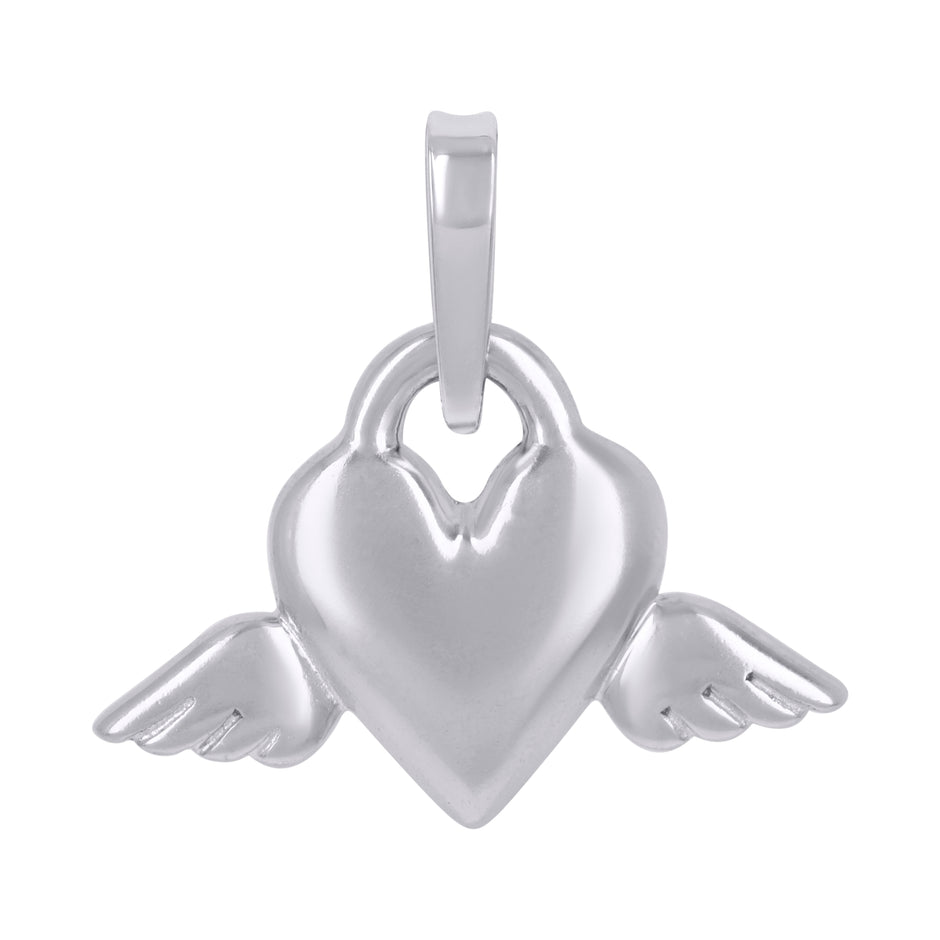 925 Sterling Silver Womens Flying Heart Charm Pendant