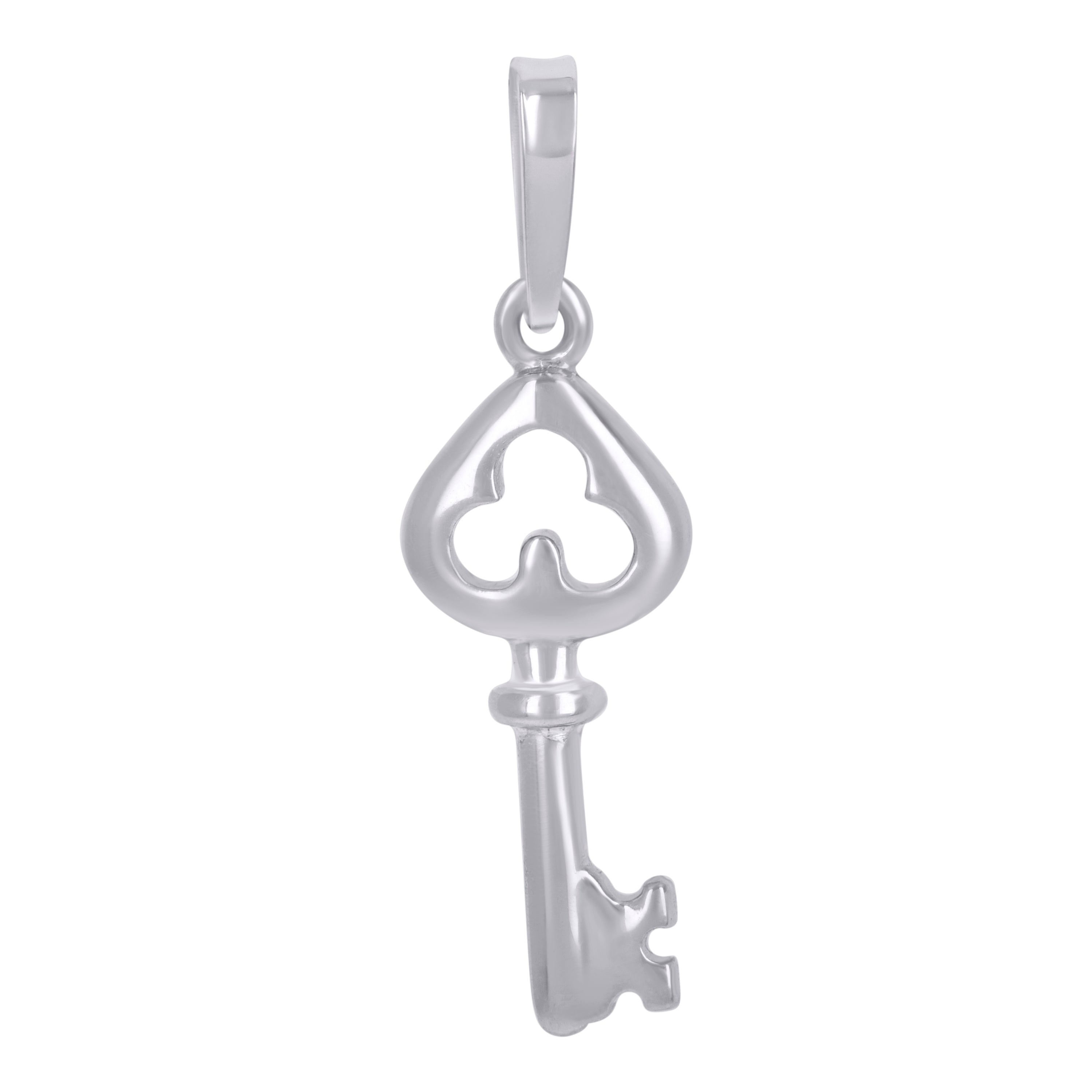 925 Sterling Silver Unisex Good Luck Clover Key Charm Pendant