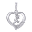 925 Sterling Silver Womens Flower In Heart Charm Pendant