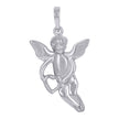 925 Sterling Silver Womens Angel With Heart Angle Charm Pendant
