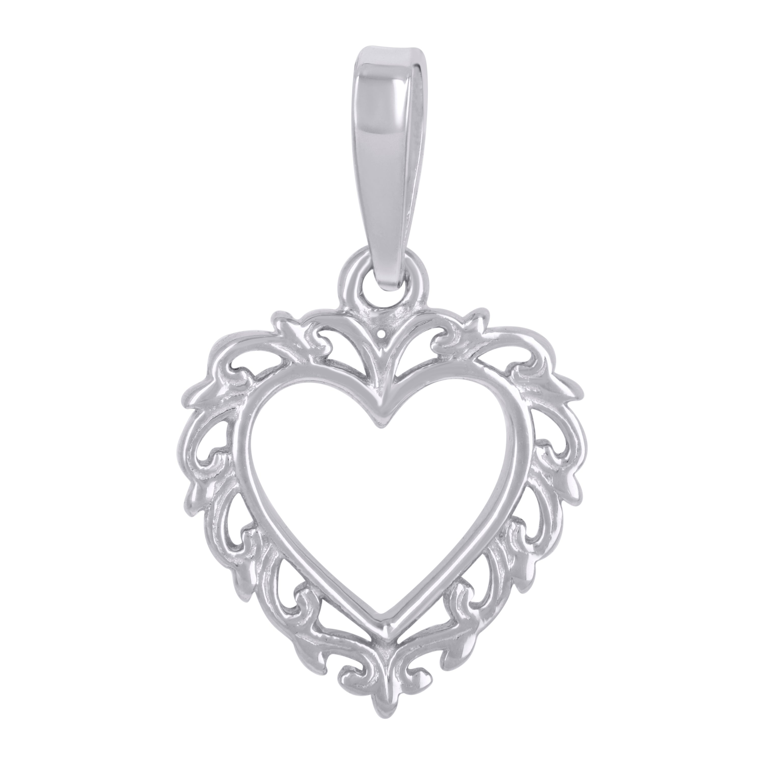 925 Sterling Silver Womens Heart Charm Pendant