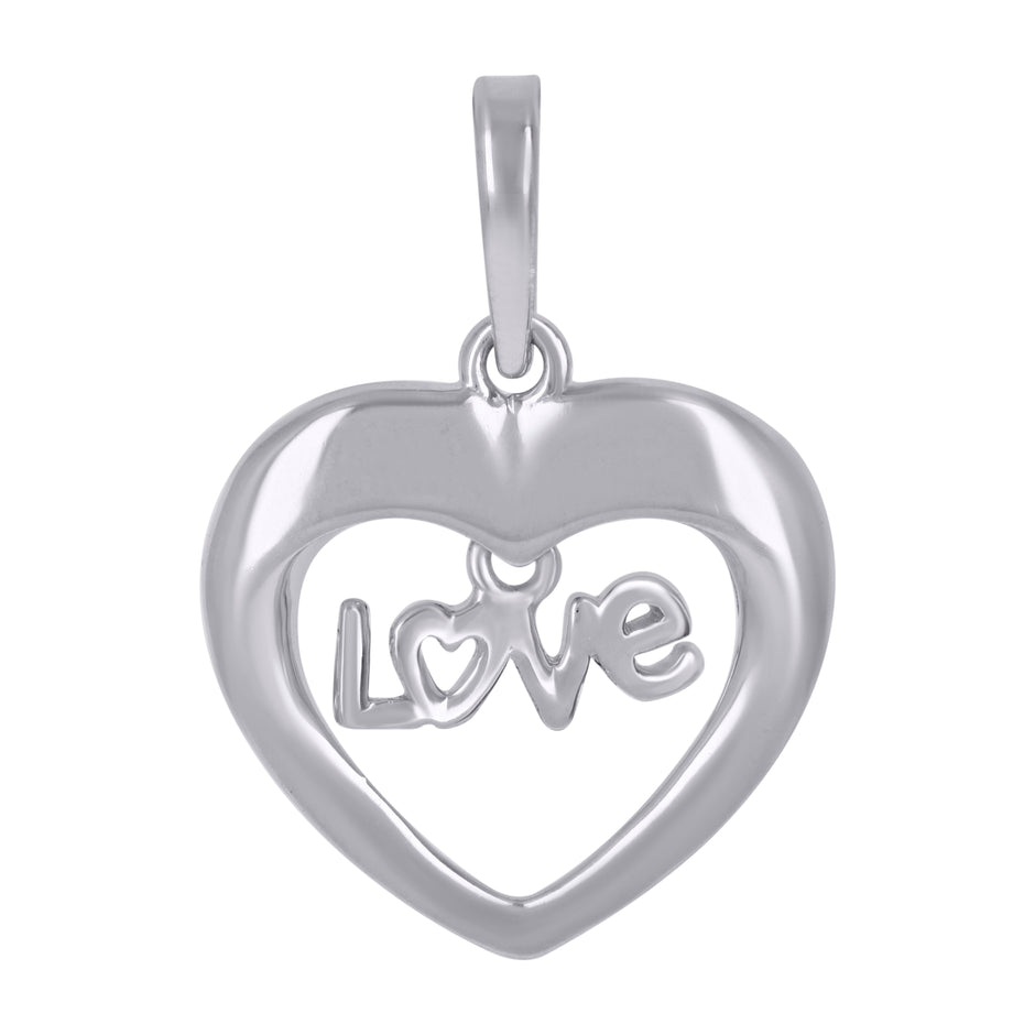 925 Sterling Silver Womens Love Heart Charm Pendant