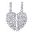 925 Sterling Silver Womens Break Apart Te Amo I Love You Heart Charm Pendant