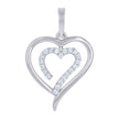 925 Sterling Silver Womens Cubic-Zirconia Heart Charm Pendant