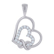 925 Sterling Silver Womens Cubic-Zirconia Love Knot Heart Charm Pendant
