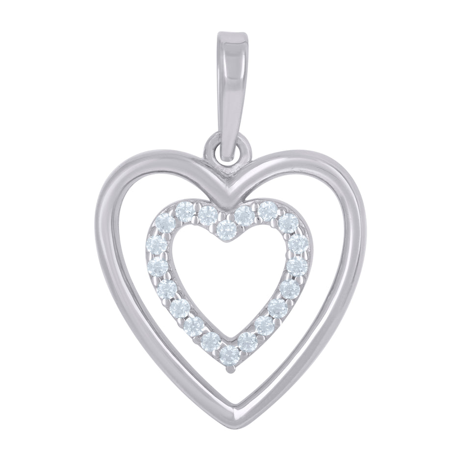 925 Sterling Silver Womens Cubic-Zirconia Heart Charm Pendant